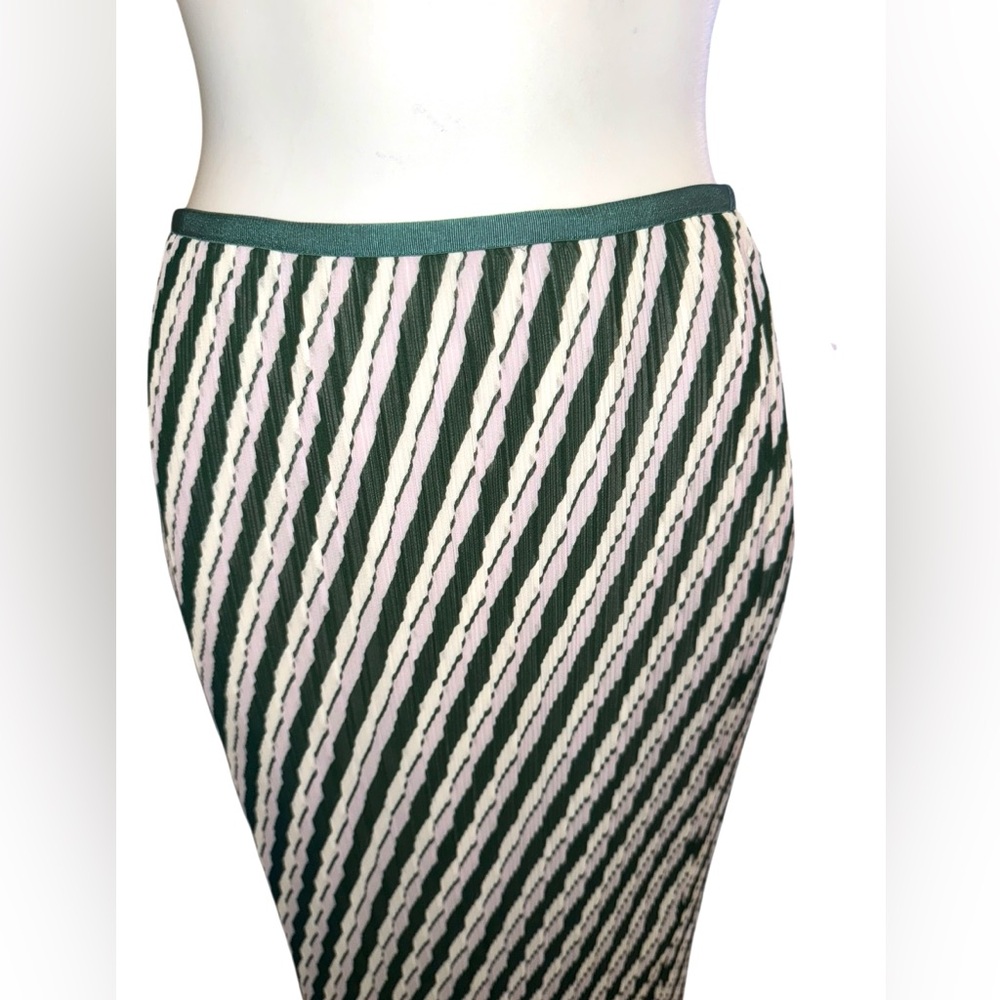 Diane Von Furstenberg Green and White Gwenyth Midi Pencil Skirt - Picture 3 of 7